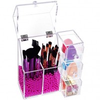 Clear Brush Organizer Holder Acrylic Makeup Cosmetic organizers and storage Storage Box with Lid