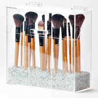 Three Positions Clear Acrylic Lucite Makeup Brush Holder Organizer with lid